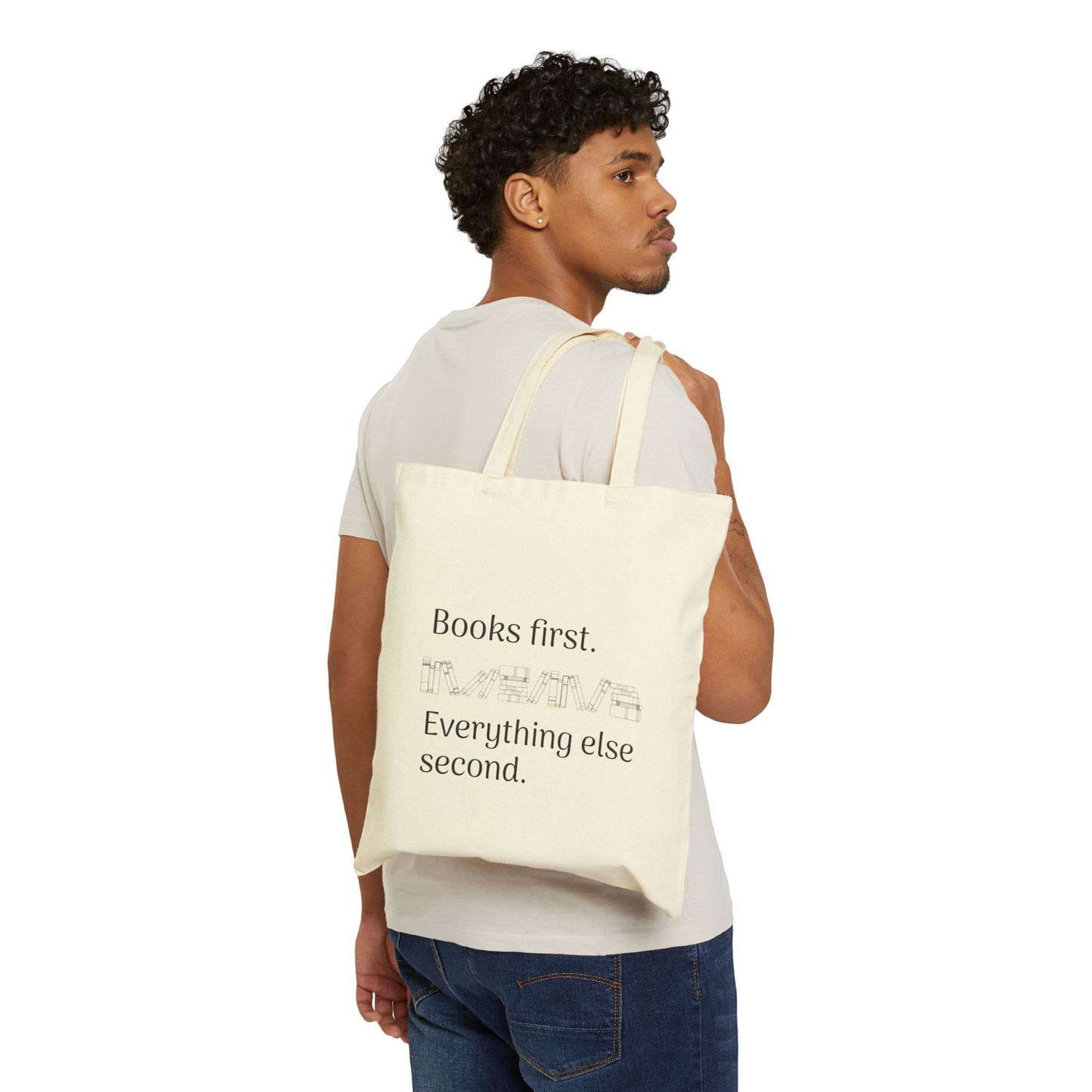 "Books First" Tote Bag