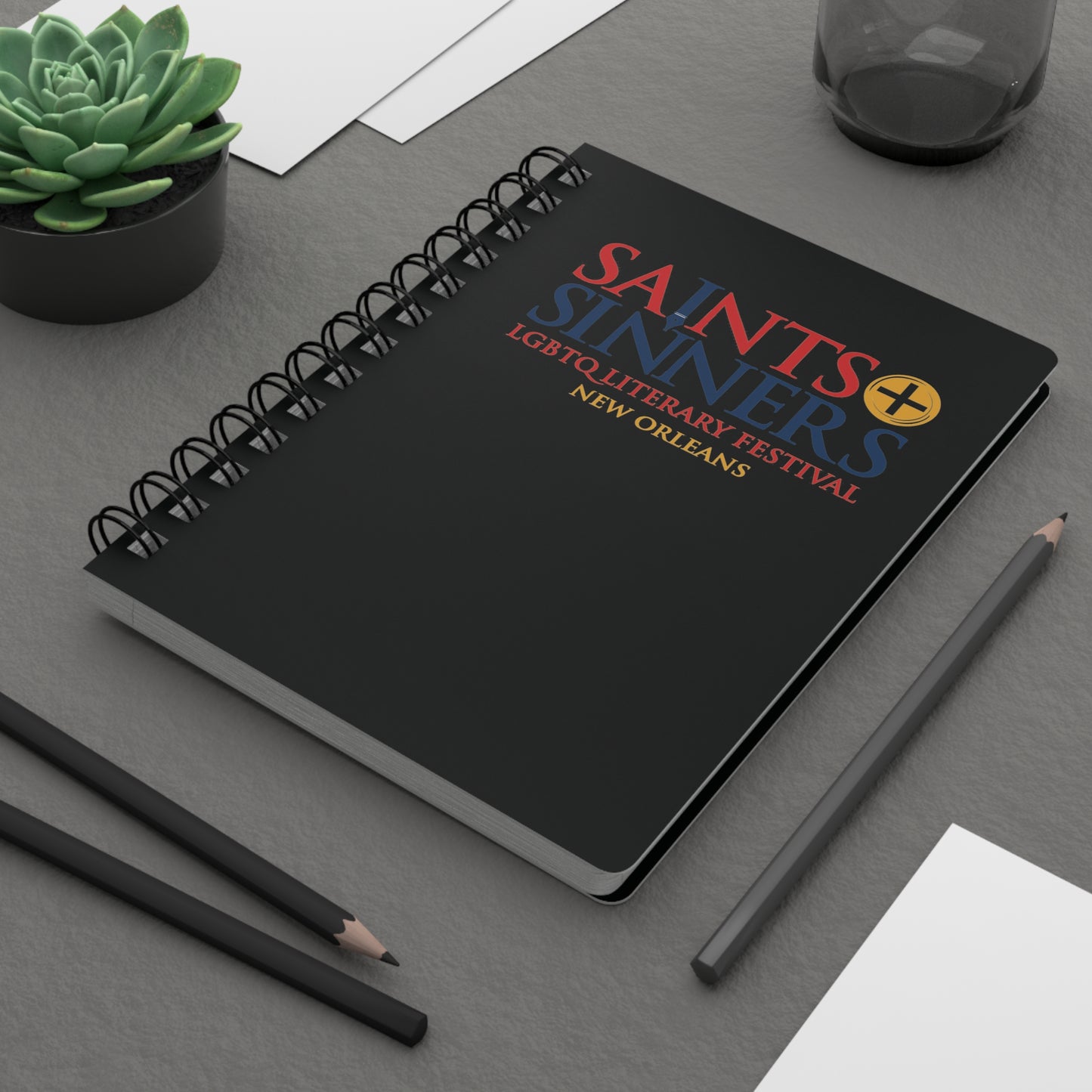 Saints & Sinners Logo Spiral Bound Journal - Black