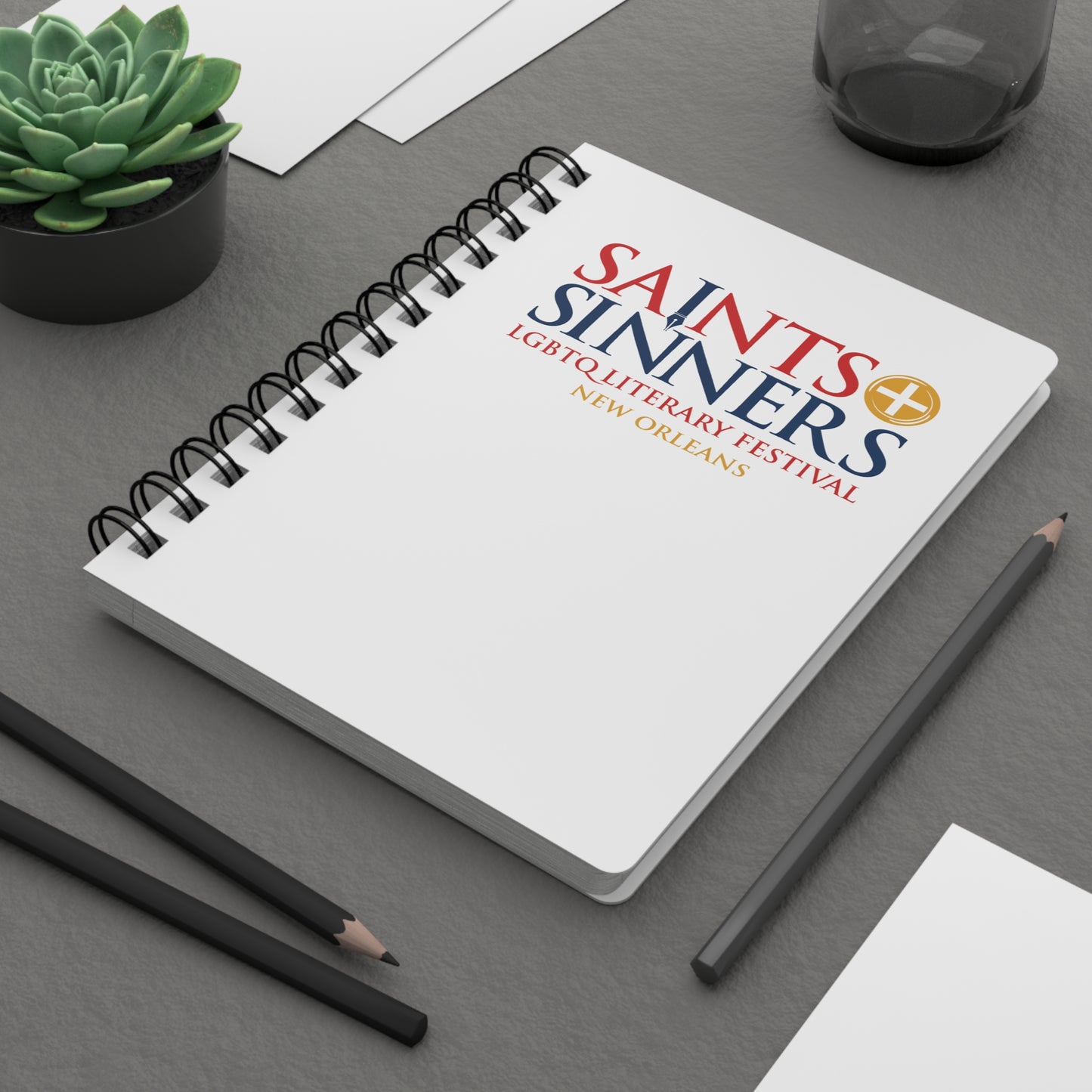 Saints & Sinners Logo Spiral Bound Journal - White