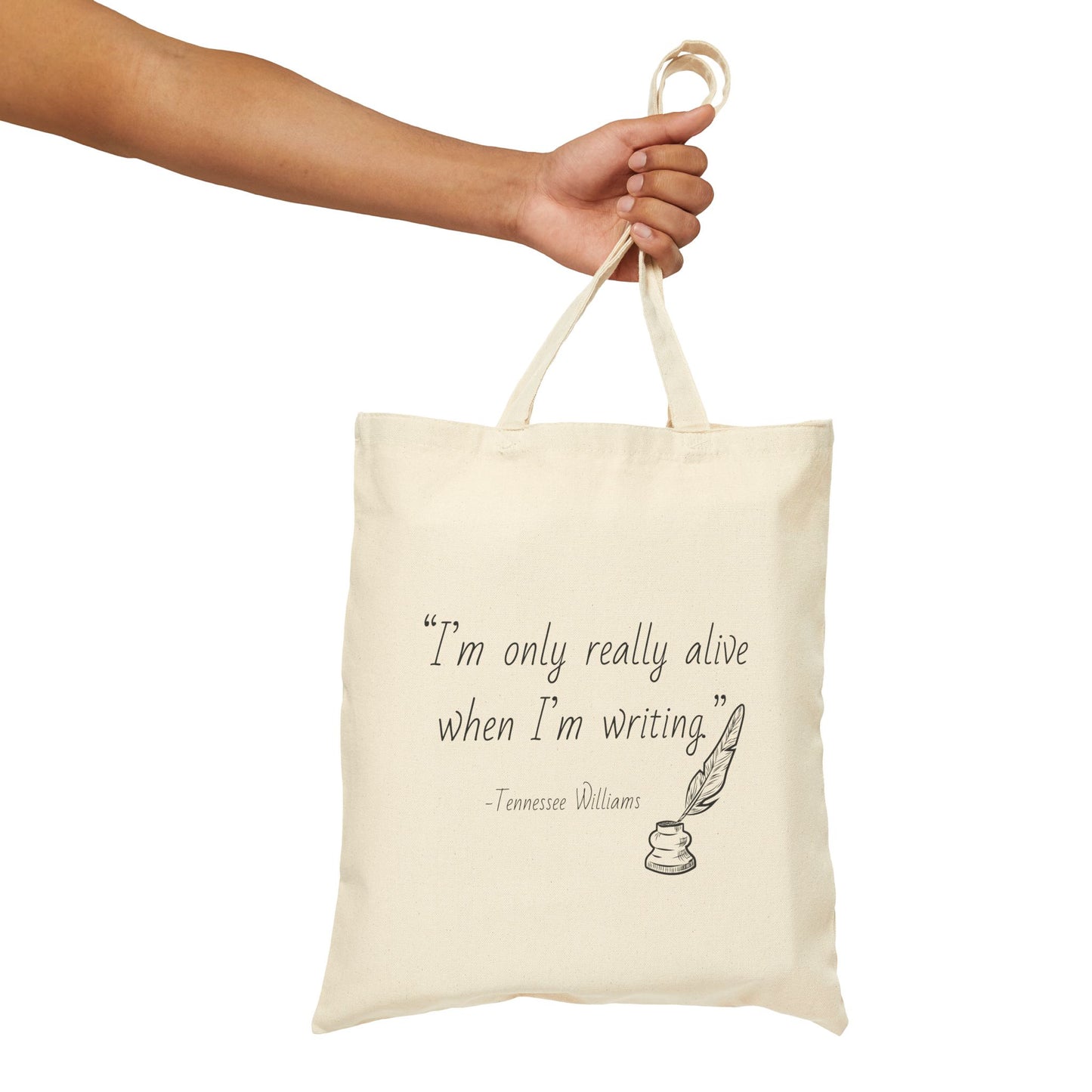 “I’m only really alive when I’m writing” Tote Bag