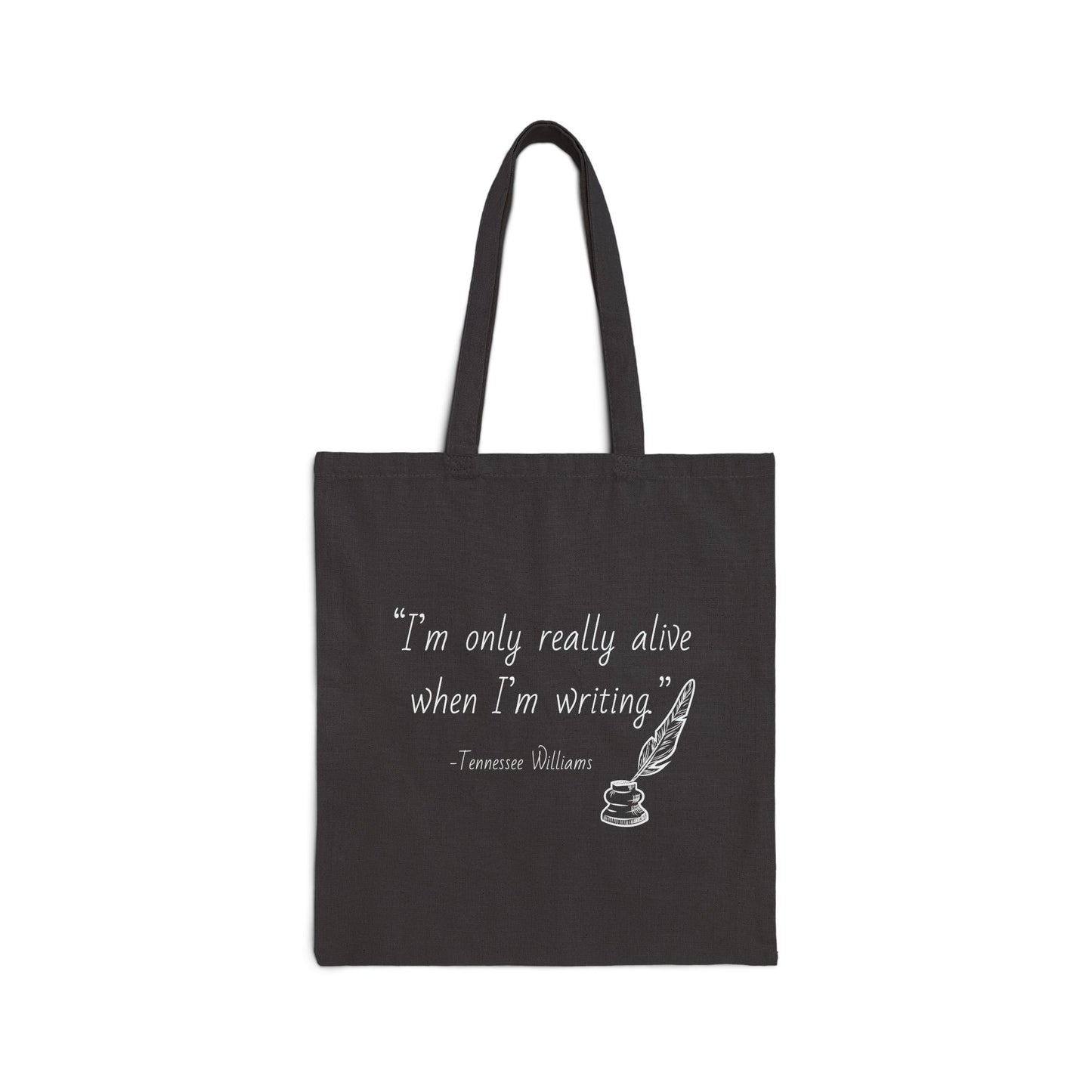 “I’m only really alive when I’m writing” Tote Bag