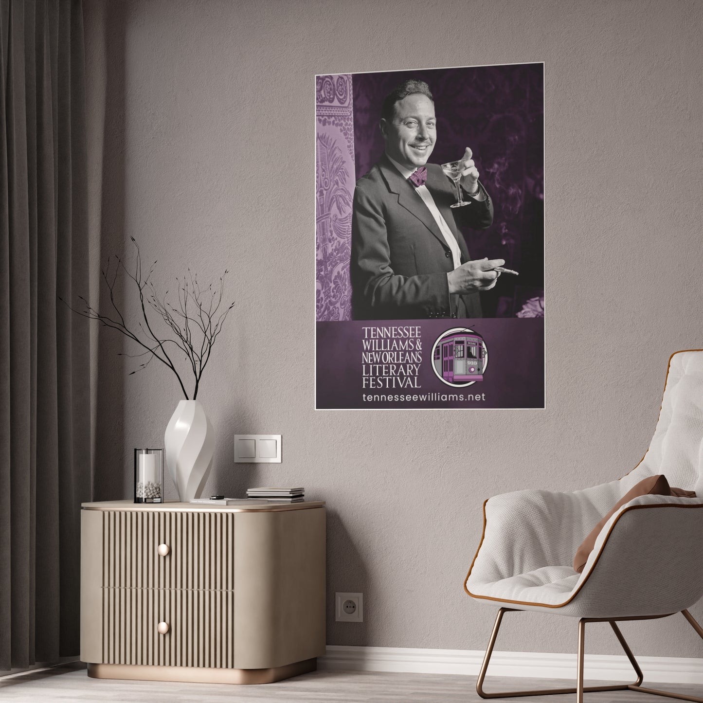 Tennessee Williams w/ Cocktail Poster